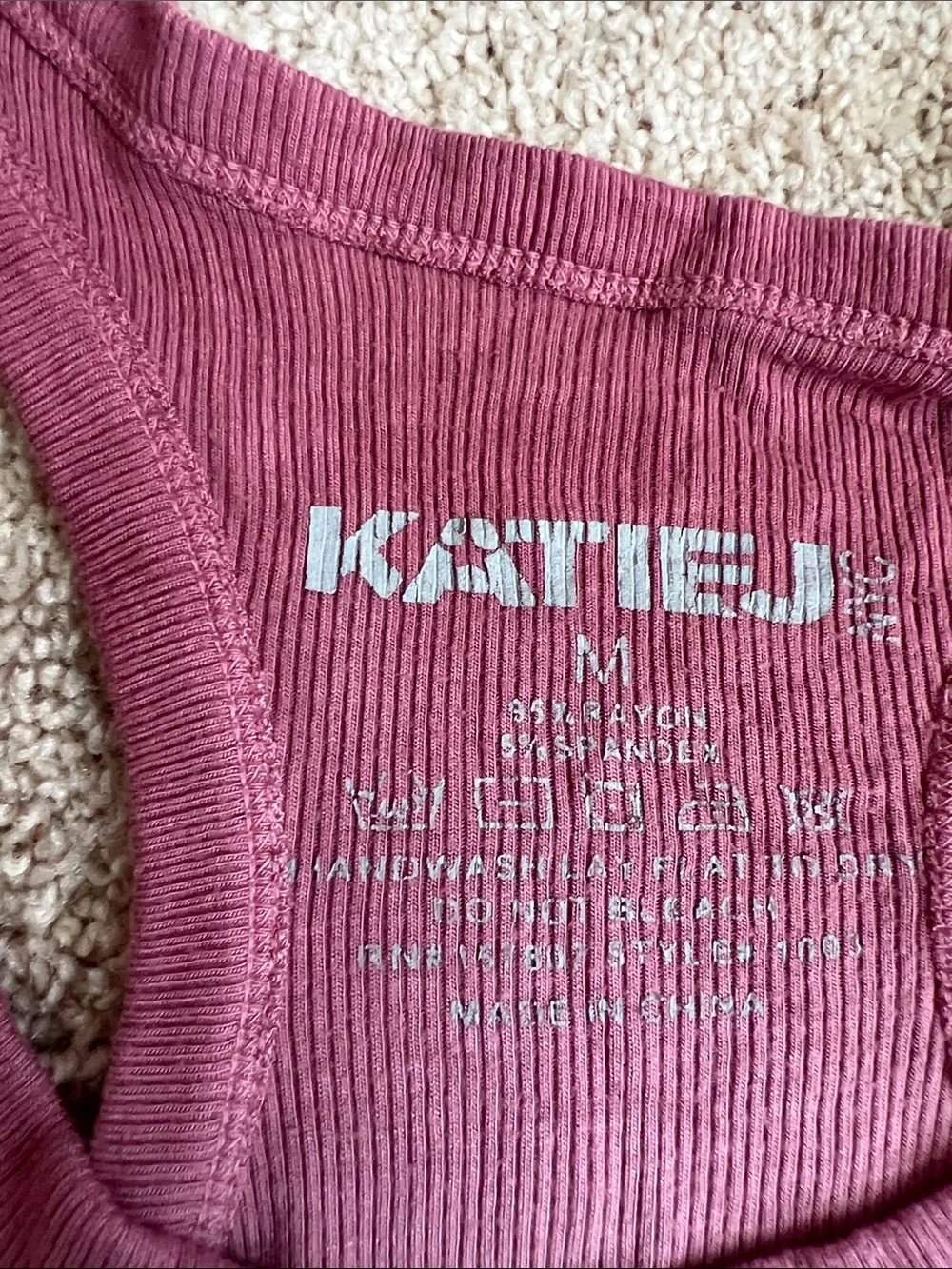 Katie J NYC Ombre Ribbed Racerback Tank Top - Mauve & Sky Blue